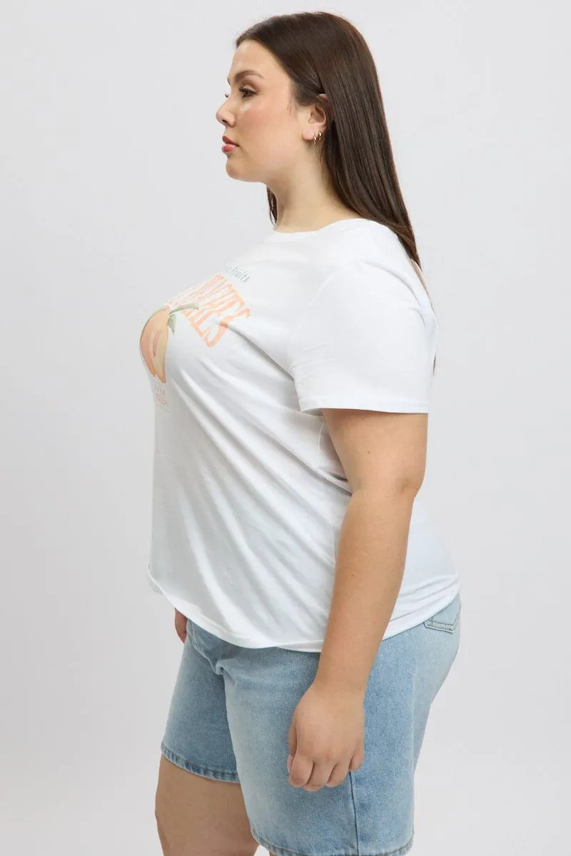 White Graphic T Shirt Short Sleeve Crew Neck Top Rated
