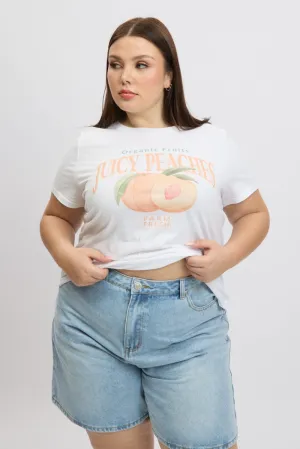 Skin Friendly Blends hypoallergenic White Graphic T Shirt Short Sleeve Crew Neck