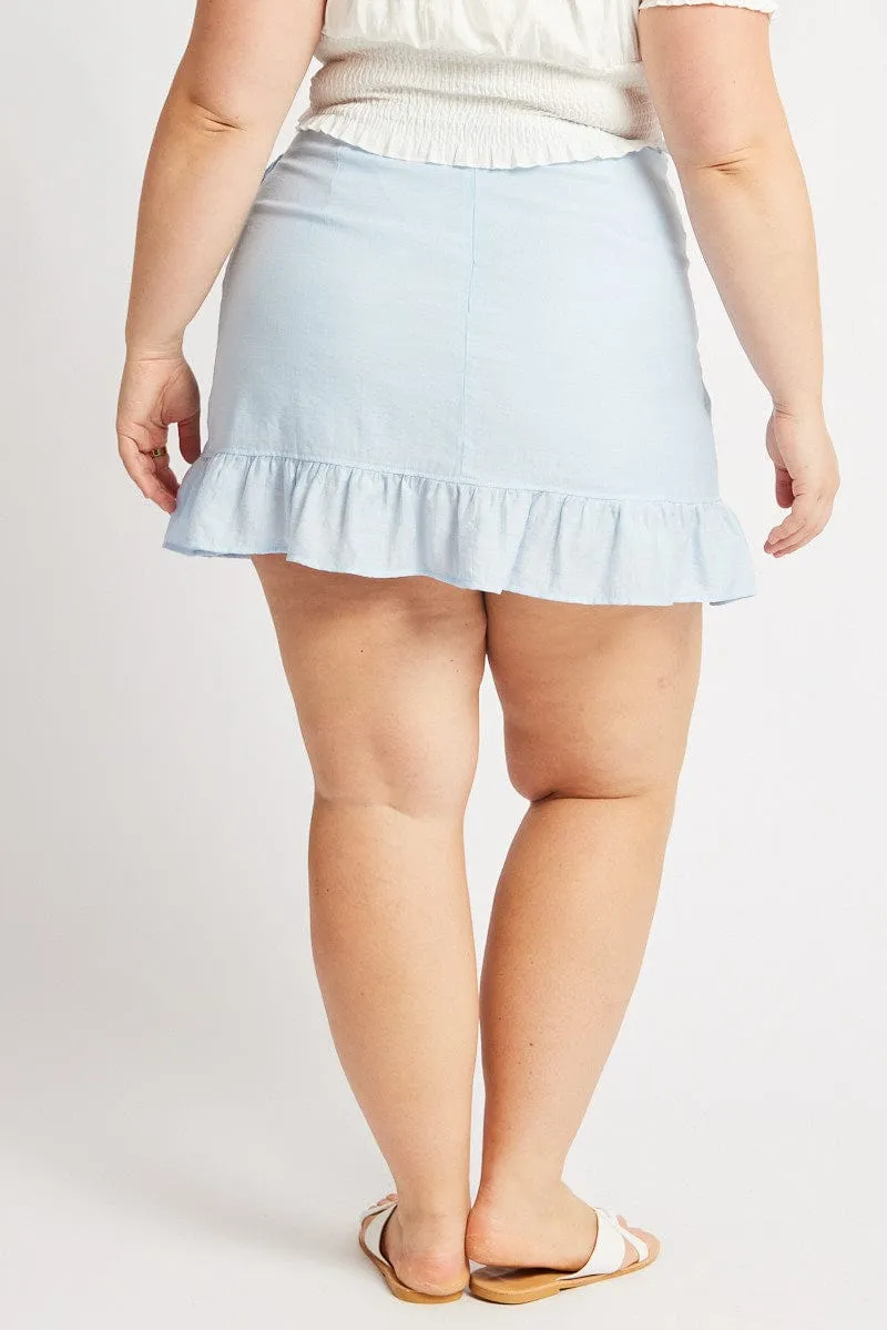 Blue Frill Hem Wrap Mini Skirt Fit Choice