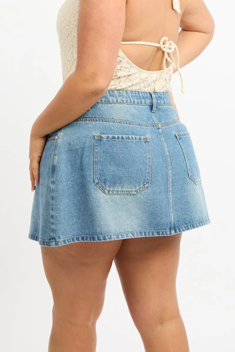 Sleek Appeal Denim Asymmetric Denim Skirt