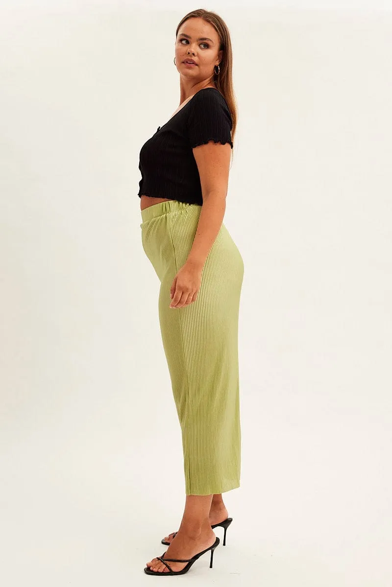 Green Midi Skirt Midi Split Effortless Feel