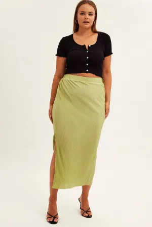 Green Midi Skirt Midi Split anti static