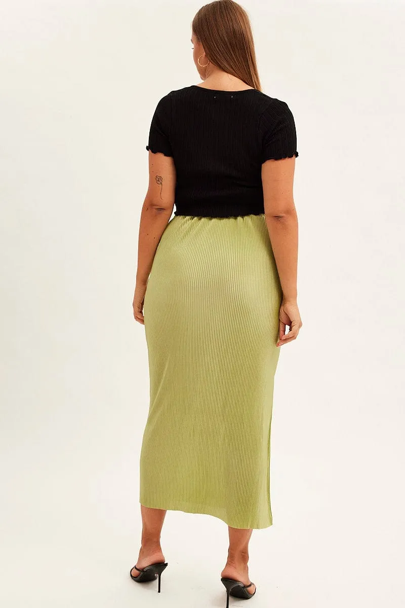 Timeless Piece Chic Look Green Midi Skirt Midi Split