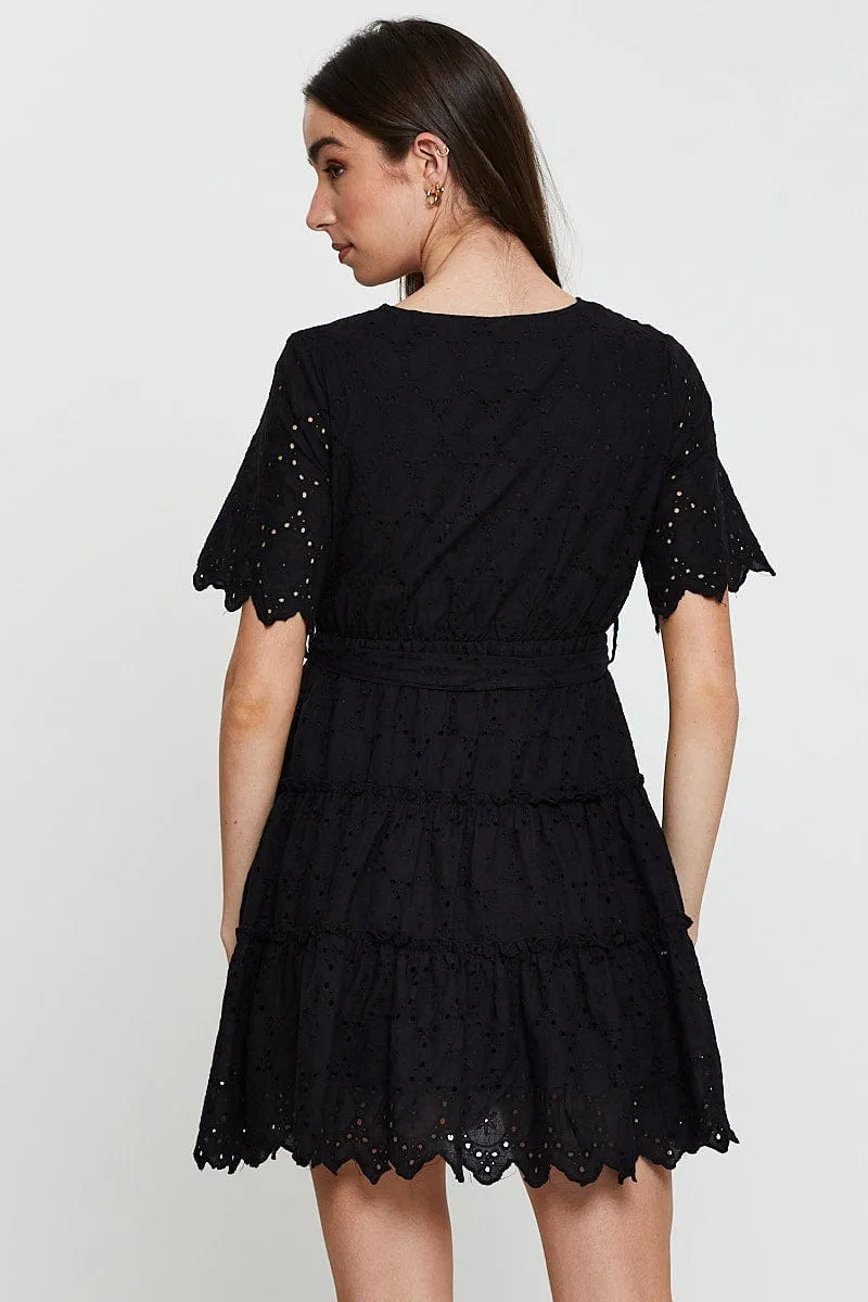 Black Mini Dress Short Sleeve Modern Edge