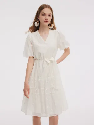 Tencel Blend Embroidered Women Midi Dress laid-back style