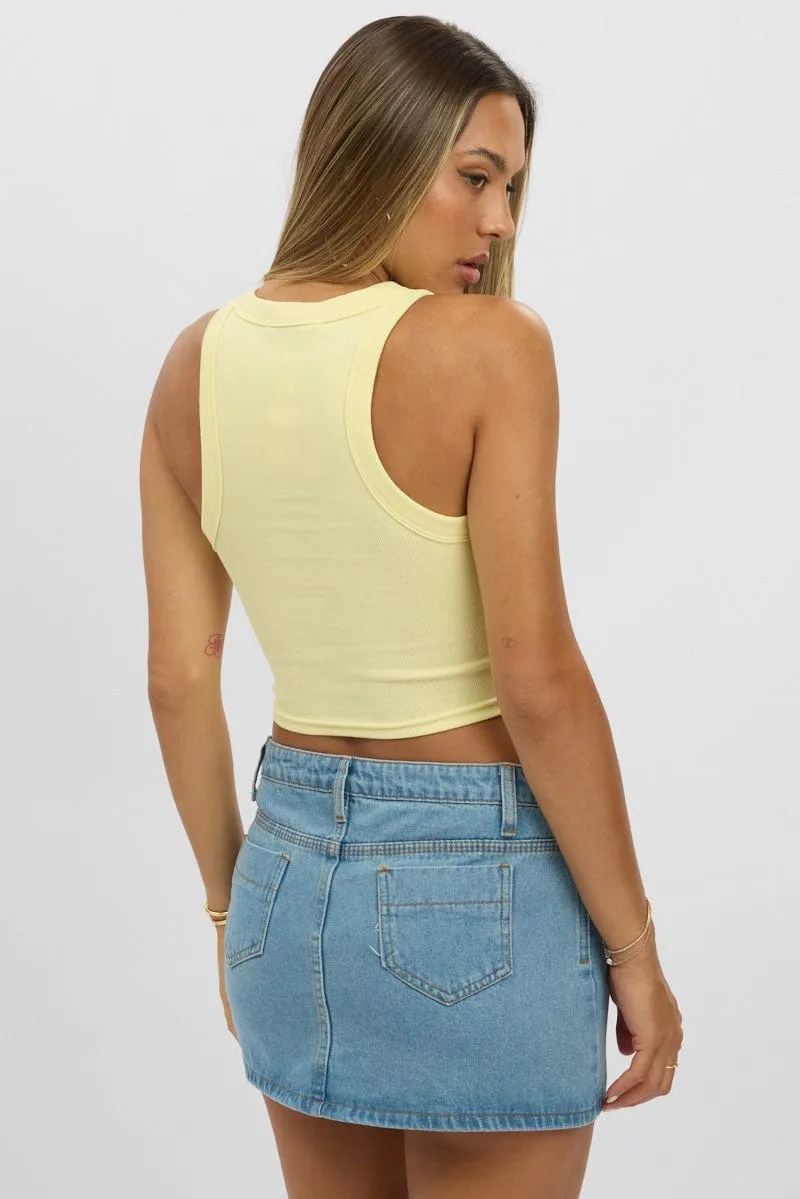Yellow Tank Top Rib Tough Core Peace Core
