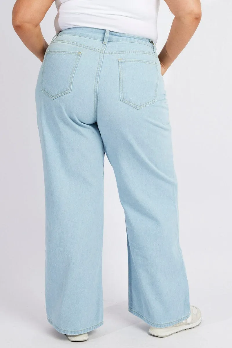 Denim Wide Leg Jeans High Rise Versatile Look