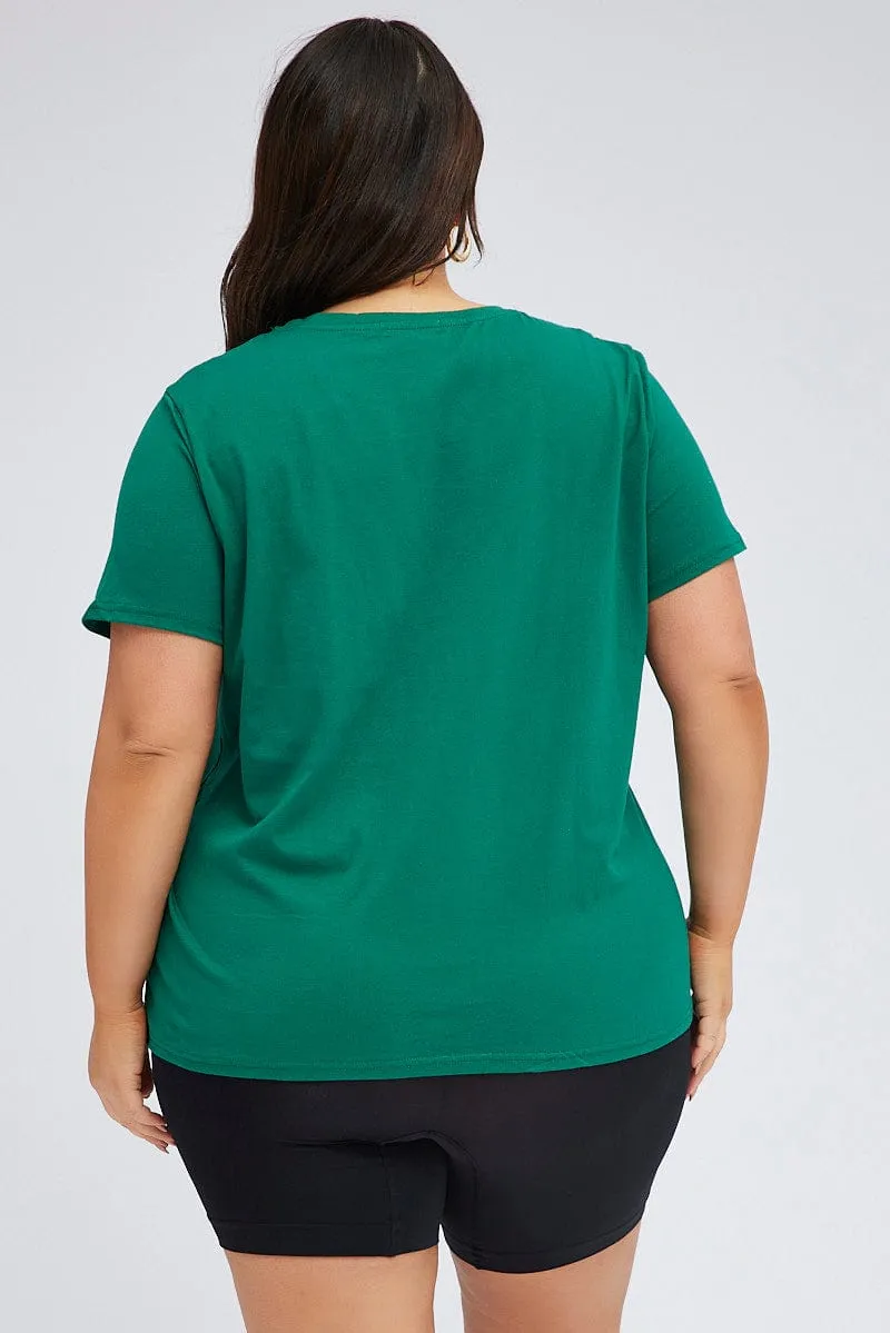 MultipurposeCuffs Perfect Comfort Wear Green Graphic T-shirt Short Sleeve Crew Neck