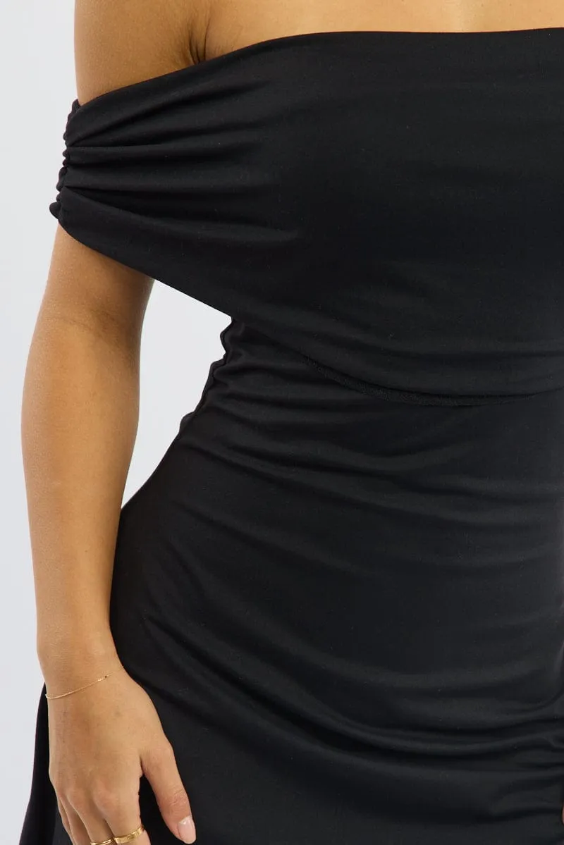 Easy Fit Edge Hot Black Asymmetric Mini Dress