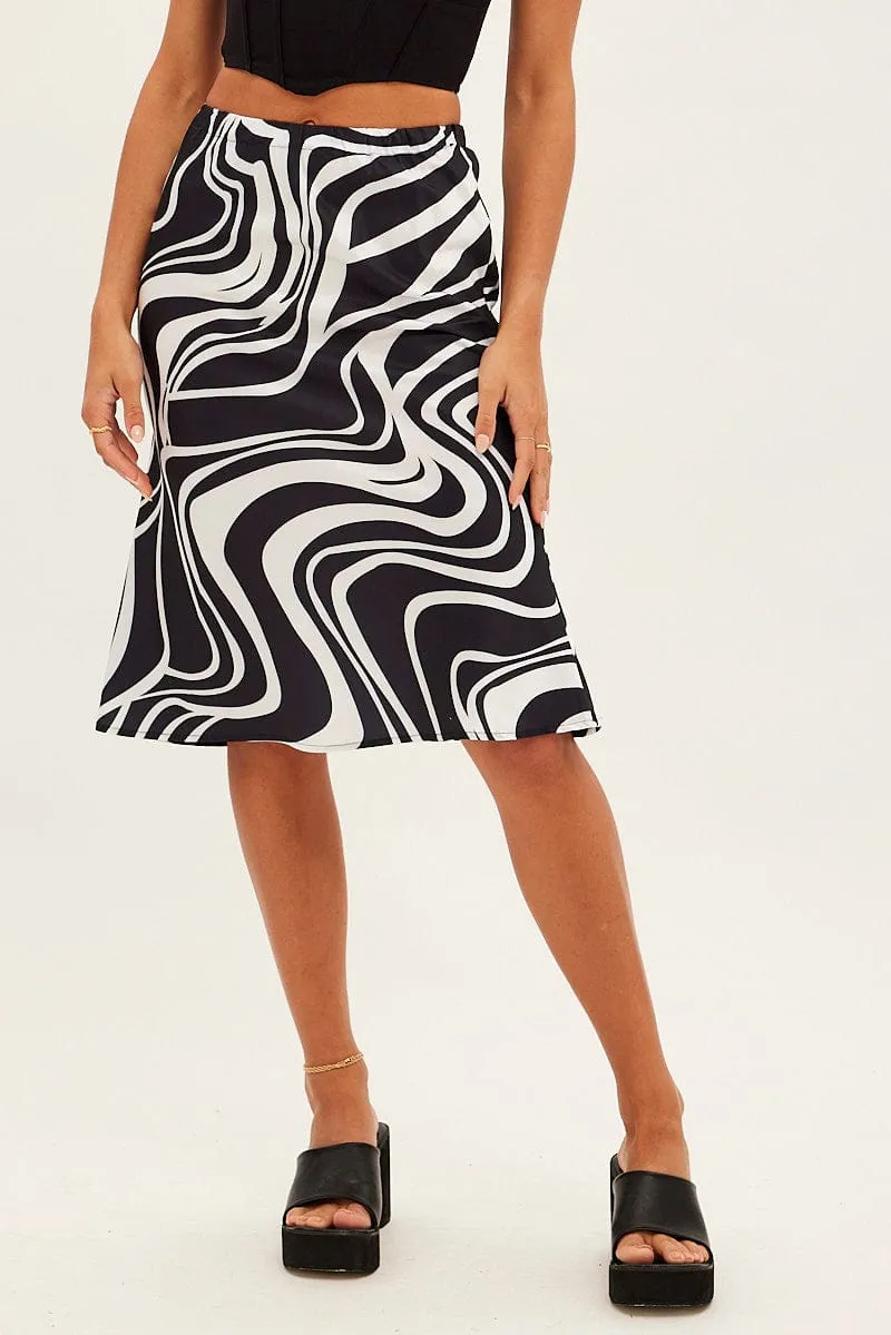 Brown Abstract Abstract Midi Skirt Stylish Finish