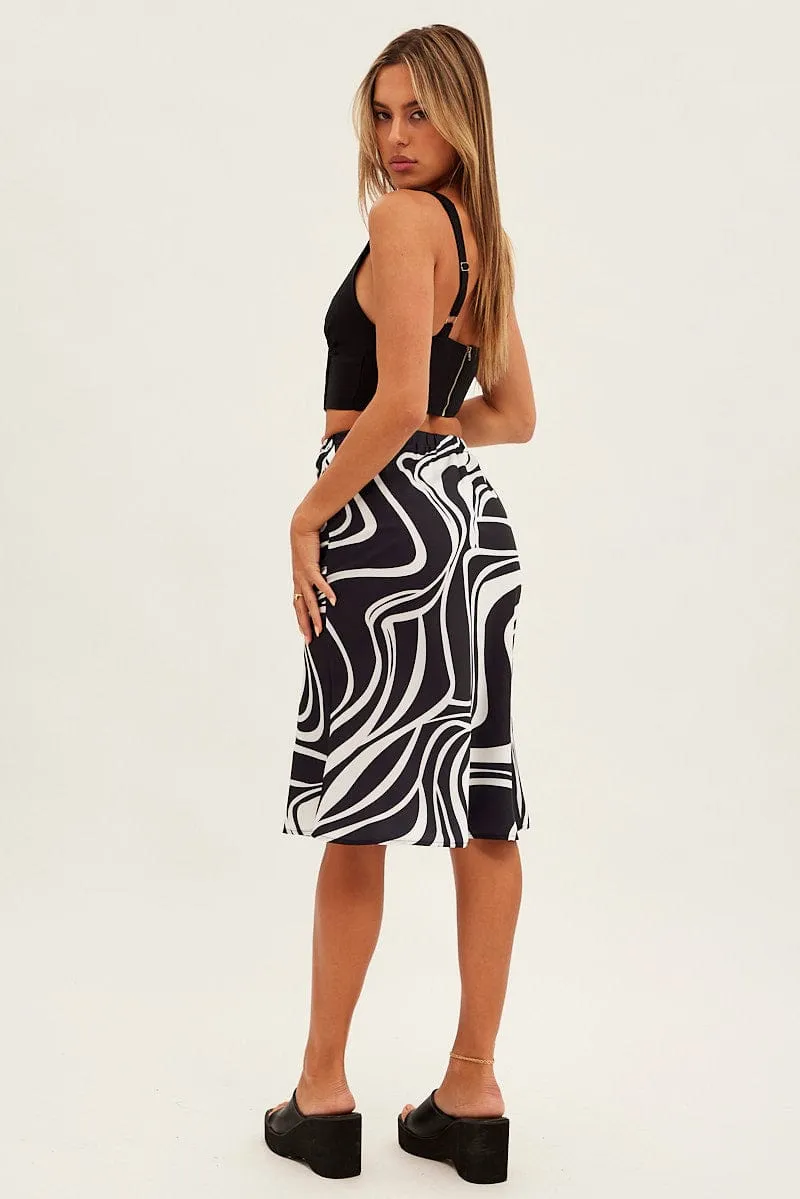 Brown Abstract Abstract Midi Skirt Calm Mood Multi Purpose Fabric