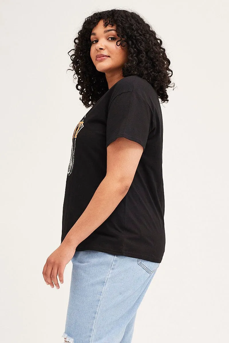 Casual Chic Wear Black Short Sleeve Motor City Regular T-shirt