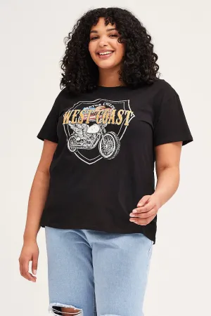Premium Cotton Blend Classic Comfort Black Short Sleeve Motor City Regular T-shirt