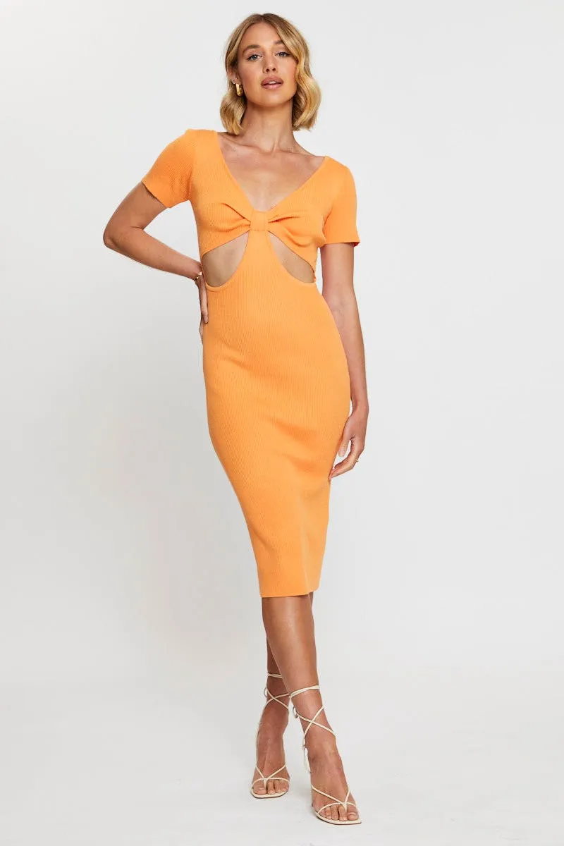 Light Mode Orange Mini Dress Halter Neck