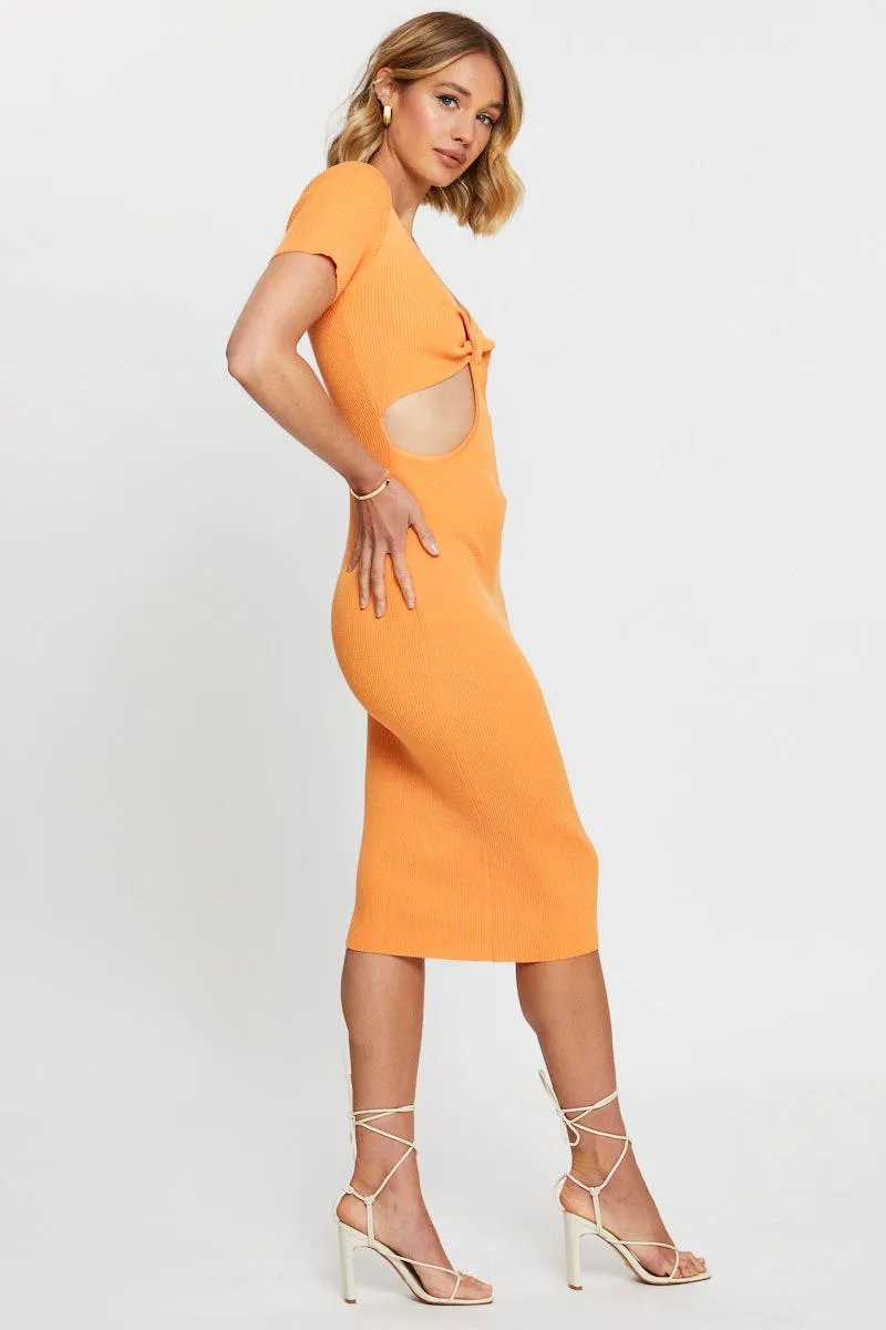 Flash Beat Orange Mini Dress Halter Neck