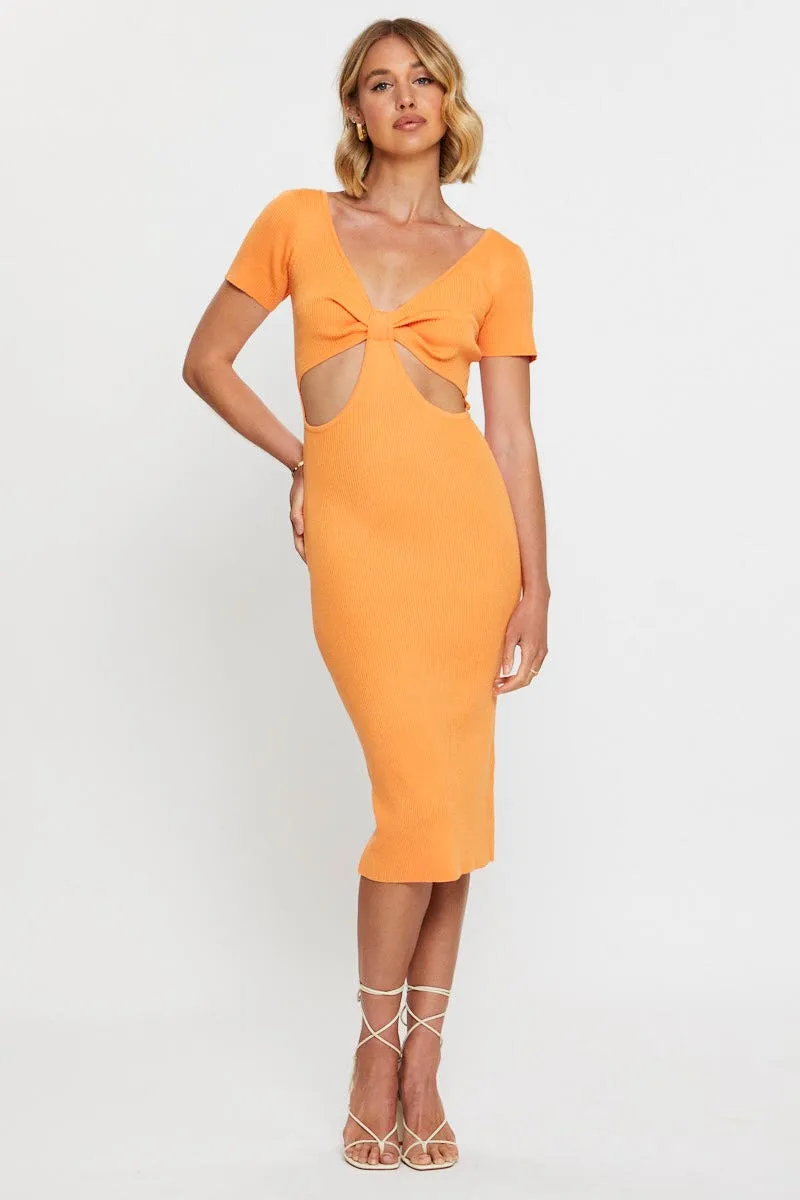 Orange Mini Dress Halter Neck Late Glam Trend Star