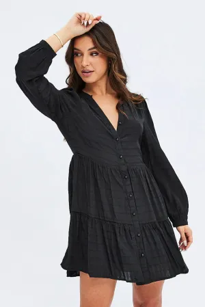 Black Shirts Dress Long Sleeve Cozy clothing