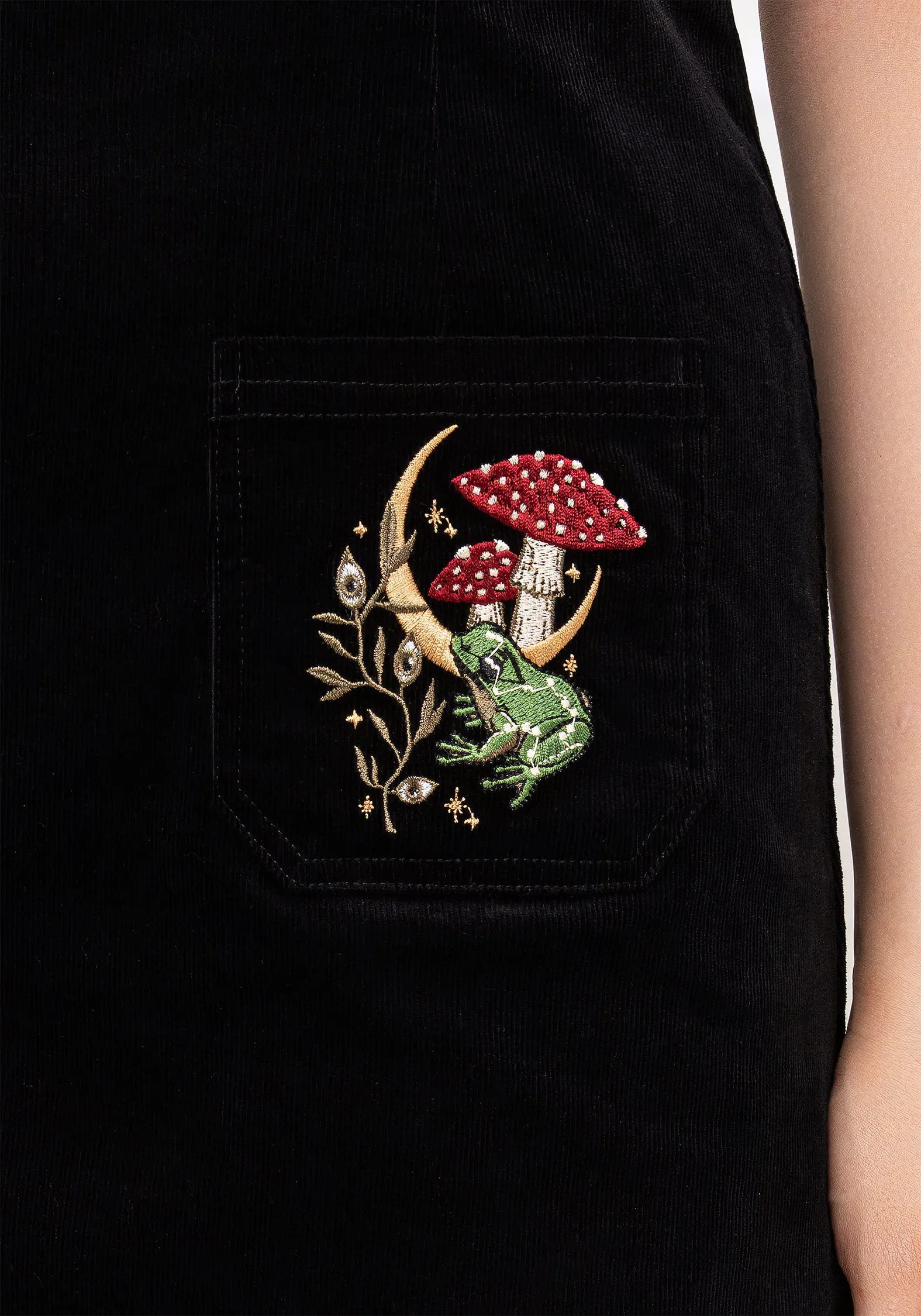 Club Beat Swamplife Embroidered Cord Mini Pinafore Dress