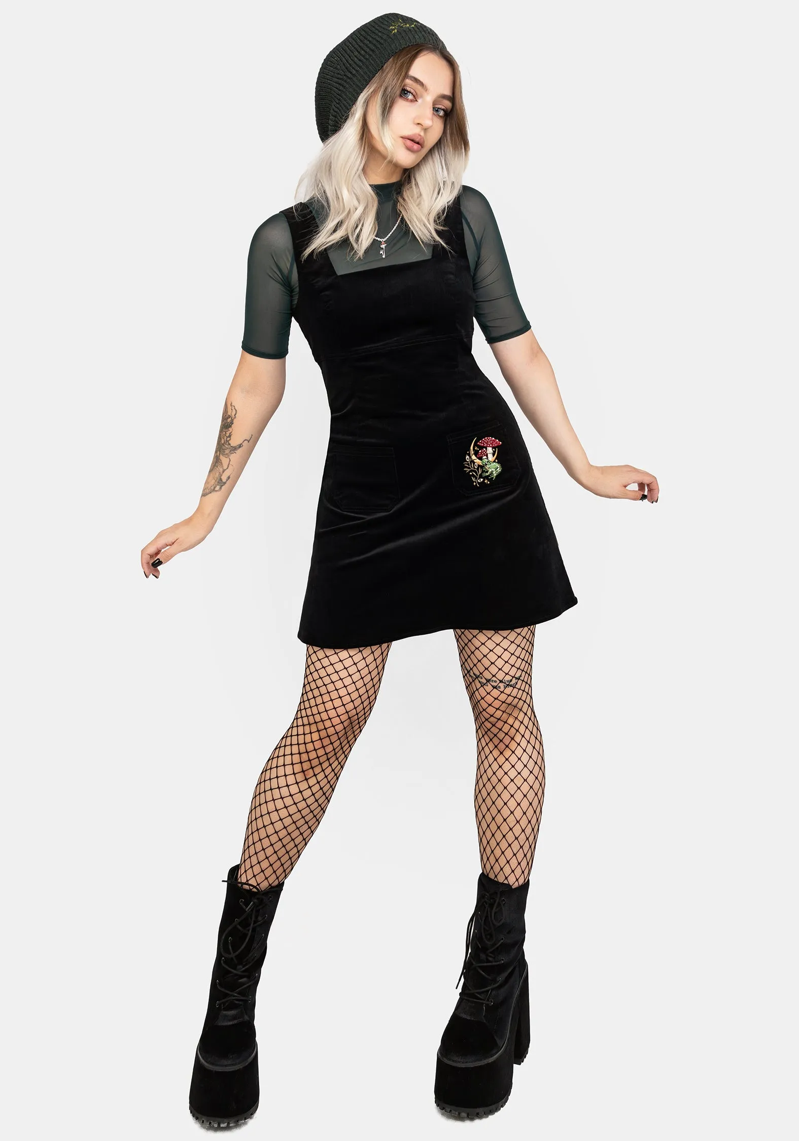 Swamplife Embroidered Cord Mini Pinafore Dress Modern Muse