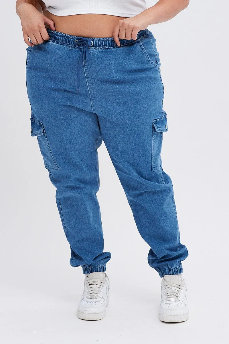 Simple Outfit Denim Cargo Denim Jeans High Rise