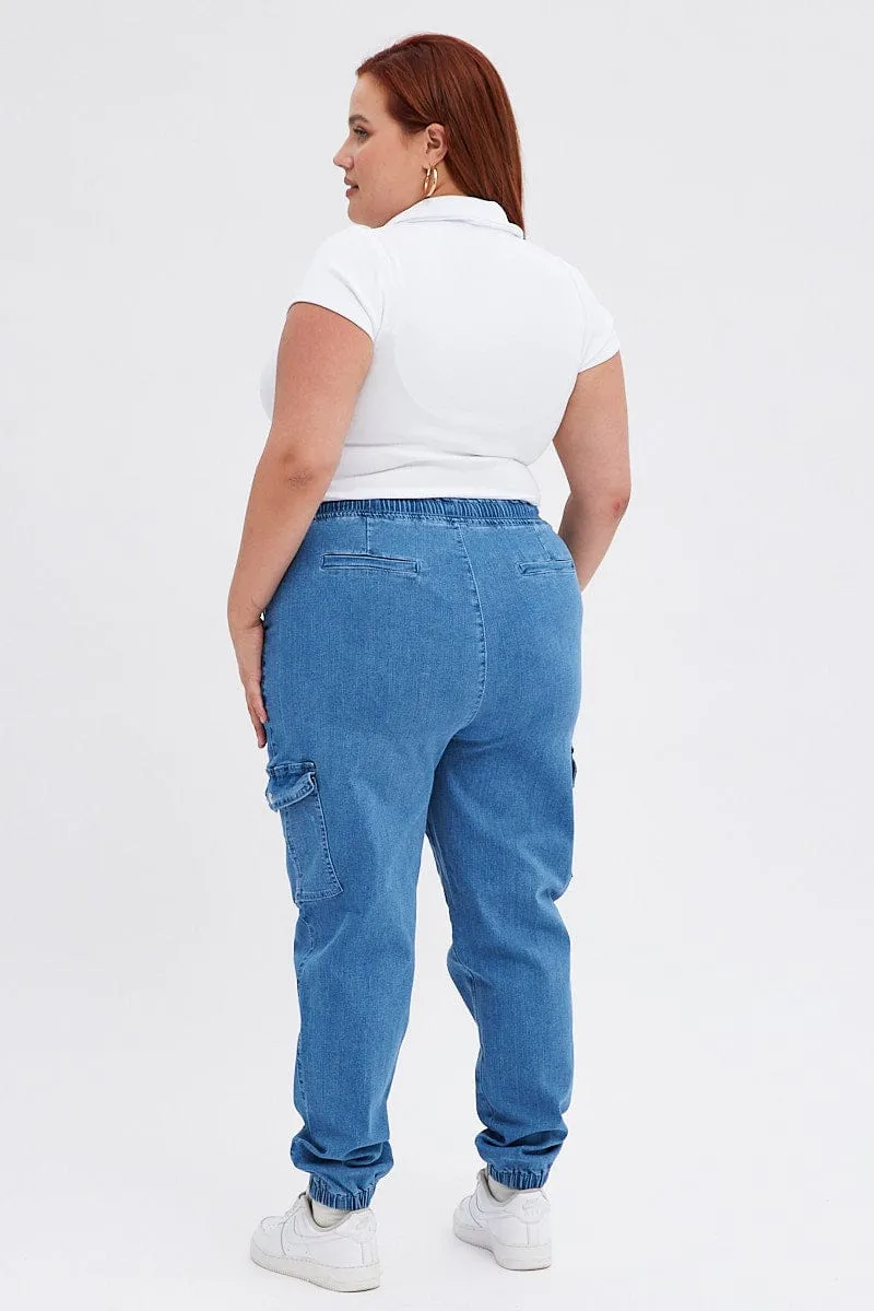 Outdoor Adventure Stylish Formal Classic Wear Loose Denim Cargo Denim Jeans High Rise
