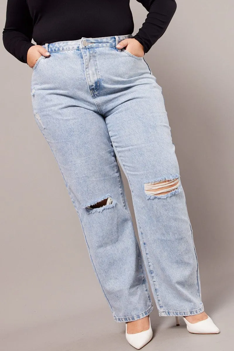 Artist Vibe Travel Outfit Denim Mom Jeans High Rise Distressed