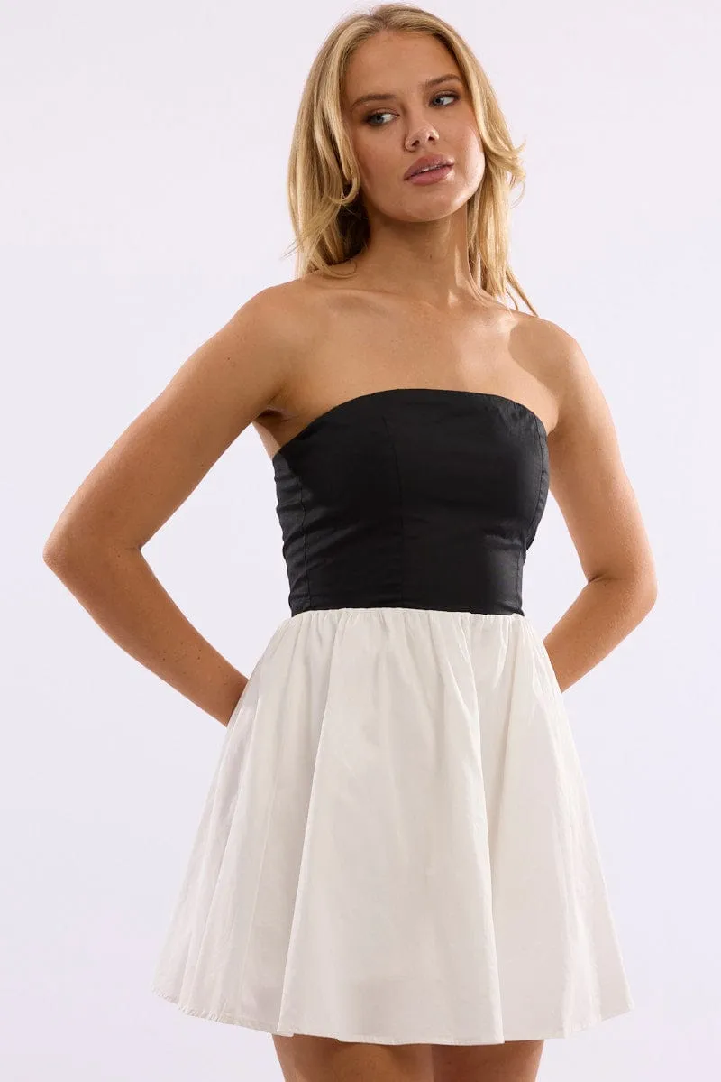 Black Strapless Dress Mini On The Go Look Casual day dress