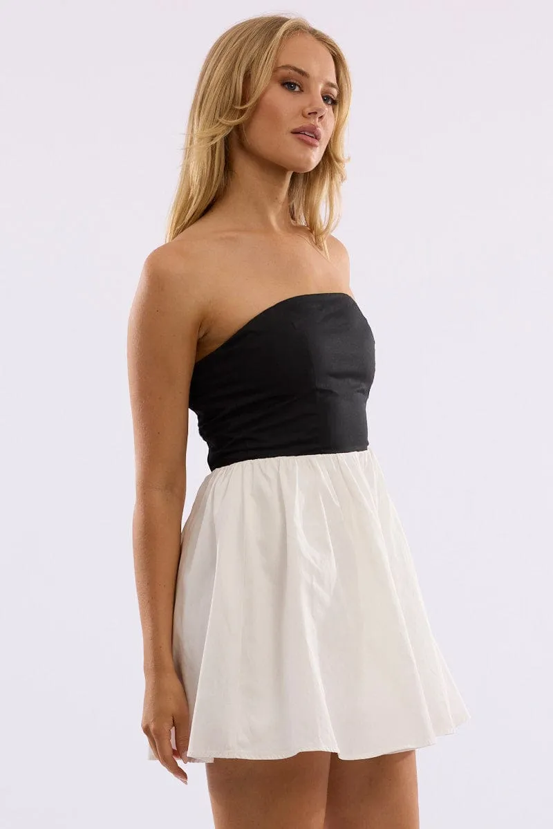 Vibrant Chic Black Strapless Dress Mini