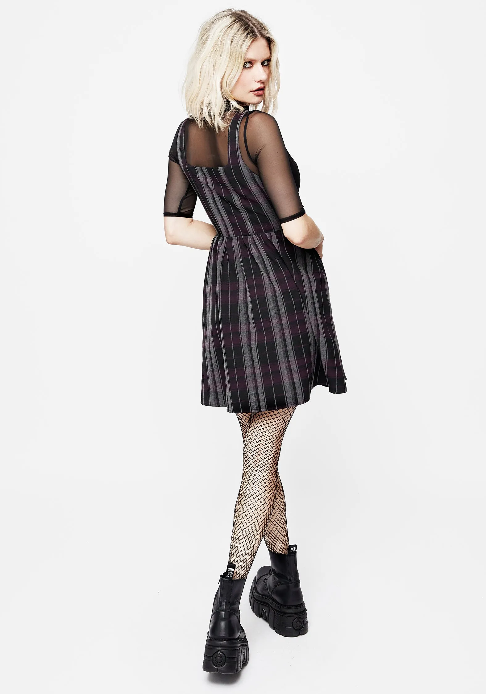 Gambit Check Wrap Suspender Mini Dress Light and Breezy Soft Touch