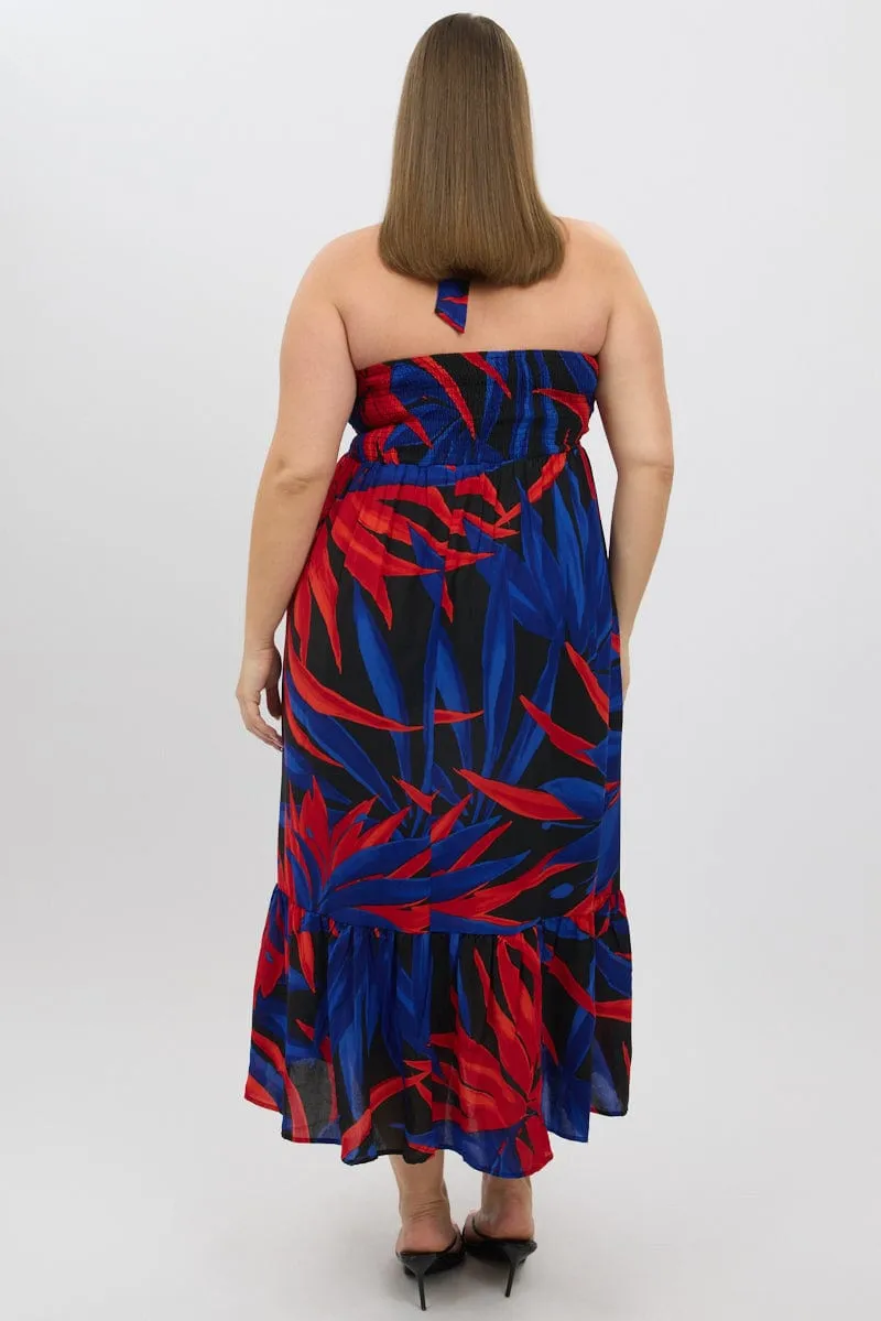 Black Floral Halter Dress Sleeveless Tiered Fall Layers