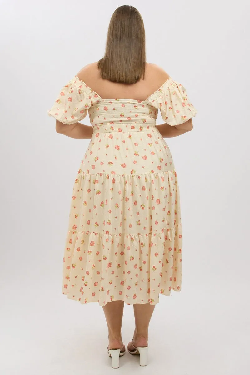 Perfect Fit Pink Floral Midi Dress Short Sleeve Floral Twist Front