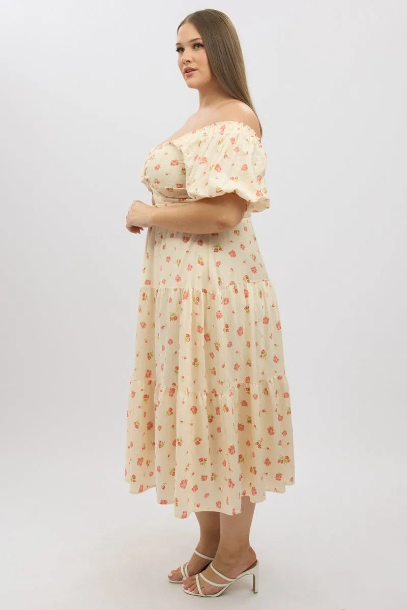 Pink Floral Midi Dress Short Sleeve Floral Twist Front Flattering Fit Relaxed Design
