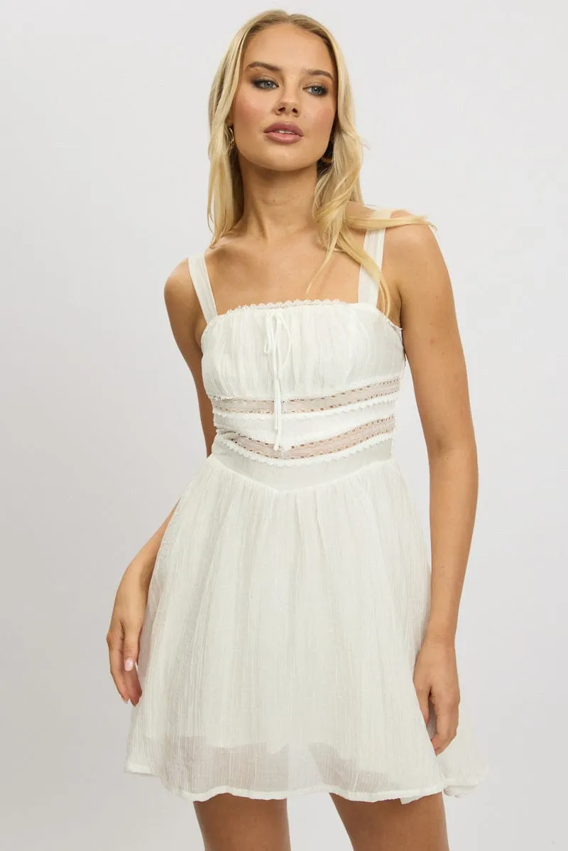 Casual yet chic piece Eco Dye White Fit And Flare Dress Mini