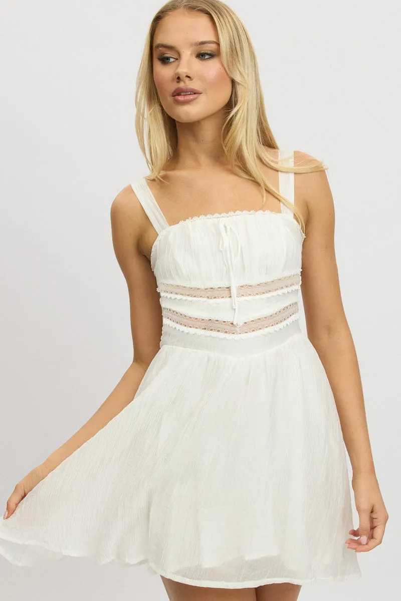 Stylish Wear Cozy Wear White Fit And Flare Dress Mini