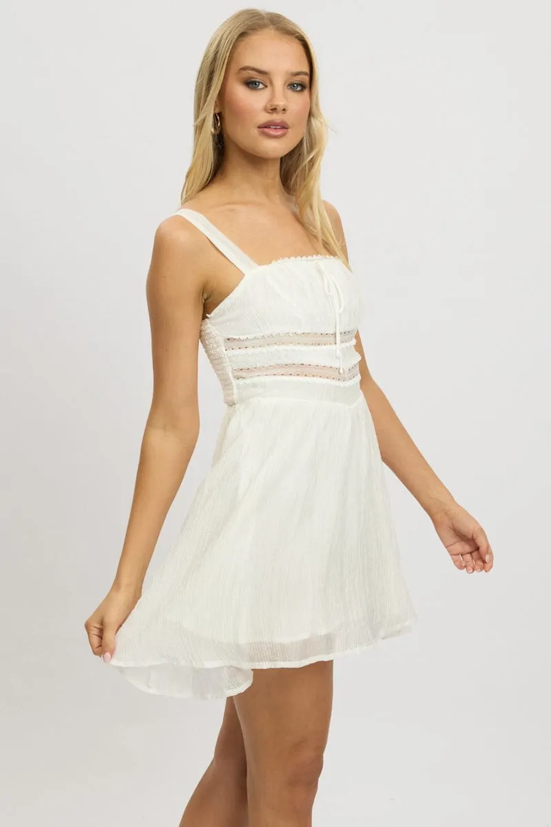 Shake Ready White Fit And Flare Dress Mini