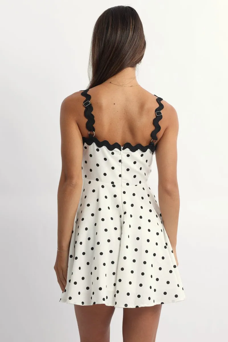 White Polka Dot Fit And Flare Dress Mini Timeless mini silhouette