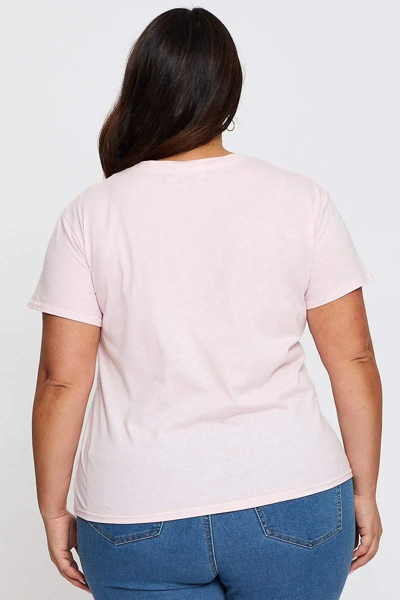 Anti Perspiration Lining Premium Comfort Pink Graphic T-shirt Miami Short Sleeve Cotton