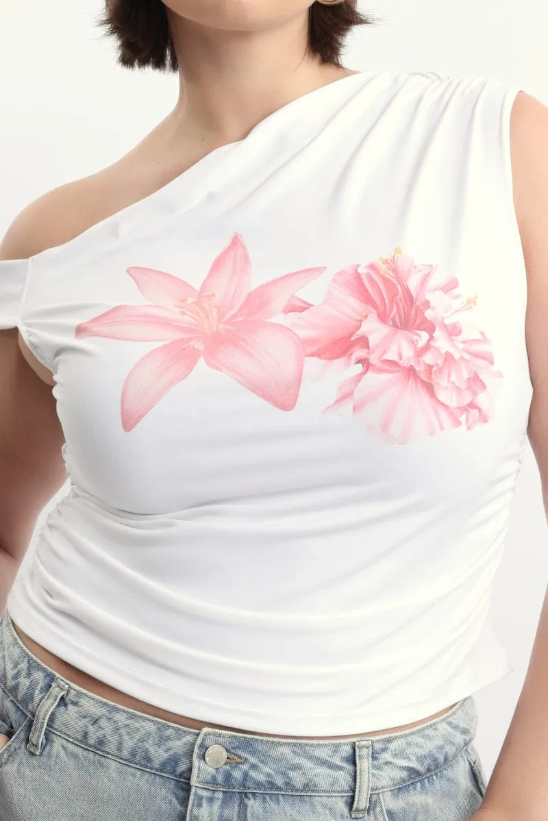White One Shoulder Top Supersoft Tight fit sexiness