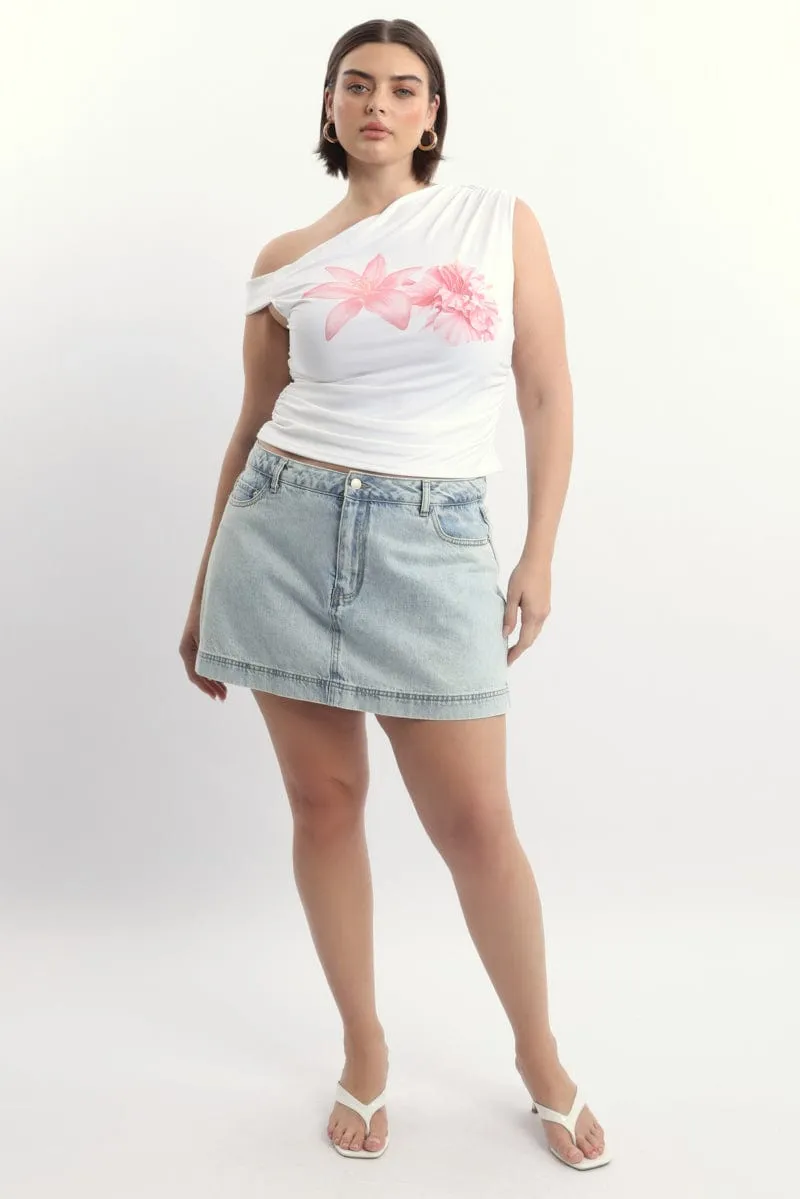 White One Shoulder Top Supersoft Fit for All Seasons Cool and Relaxed