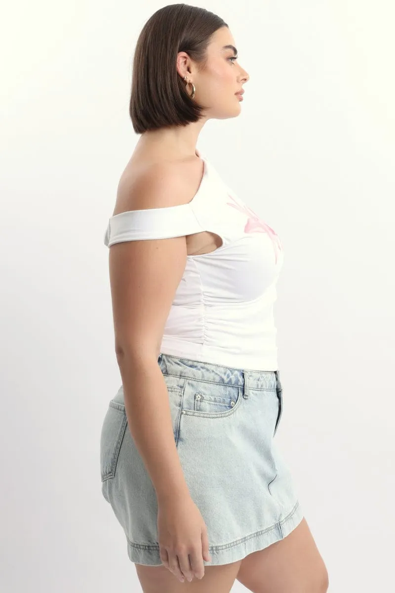 White One Shoulder Top Supersoft Soft and Light Wear