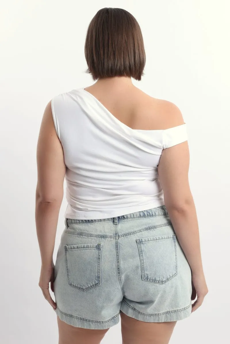 White One Shoulder Top Supersoft Eco Friendly Fabric