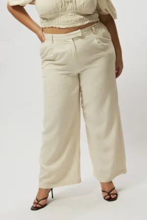 Beige Wide Leg Pants High Rise RecyclablePackaging