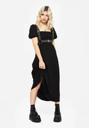 Coral Glow Sunset Glow Carmine Midaxi Smock Dress - Black