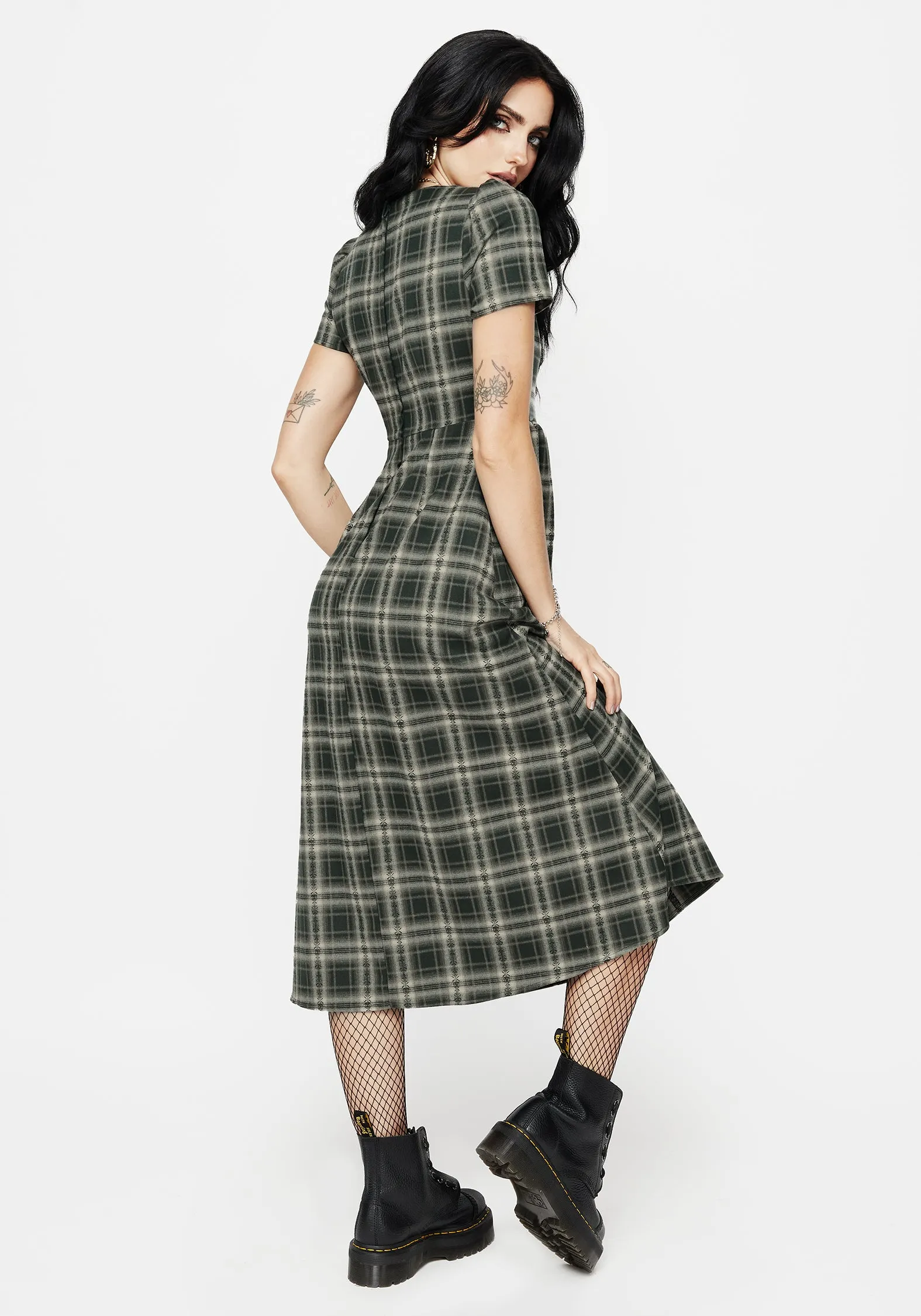 Pearl Soft Elegant knee-length dress Tulisa Check Midi Dress