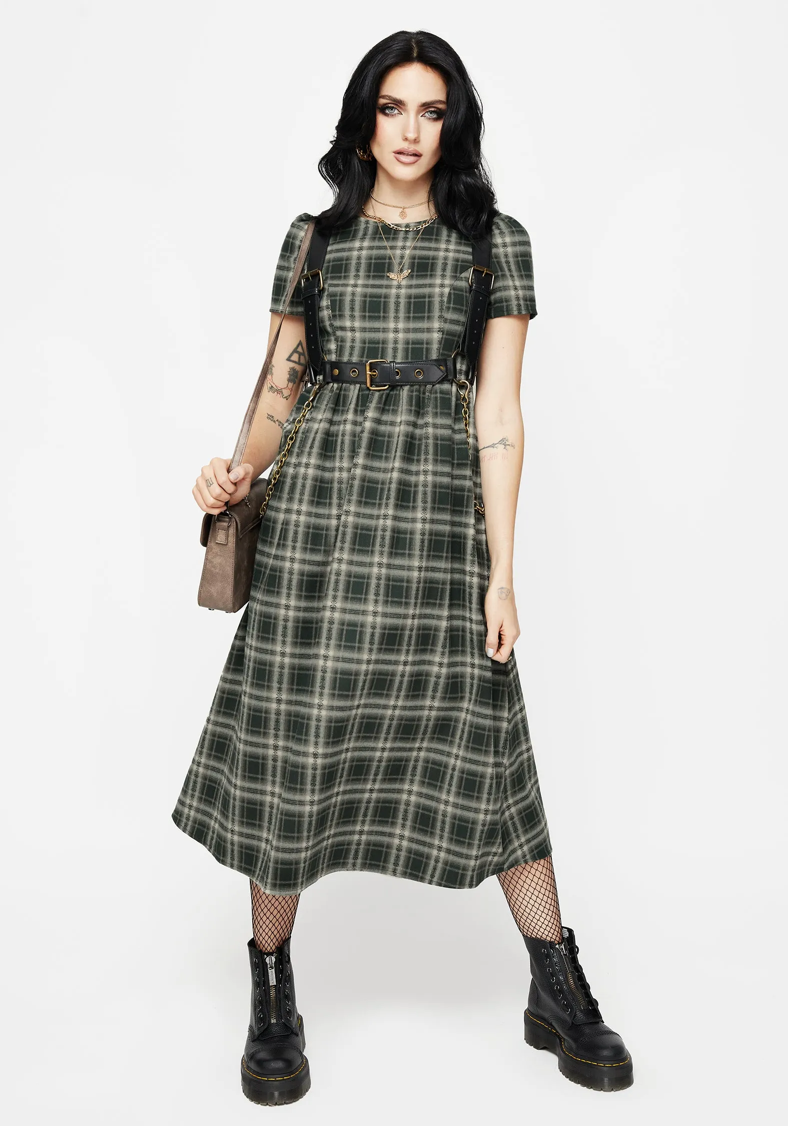 Tulisa Check Midi Dress Shine Spot