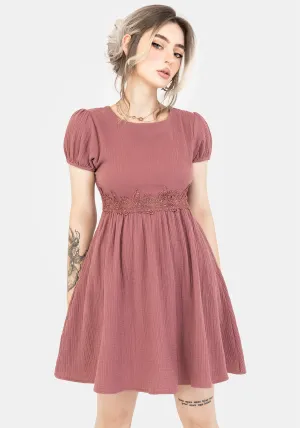 Light Edge Rosamoth Applique Trim Cotton Mini Smock Dress