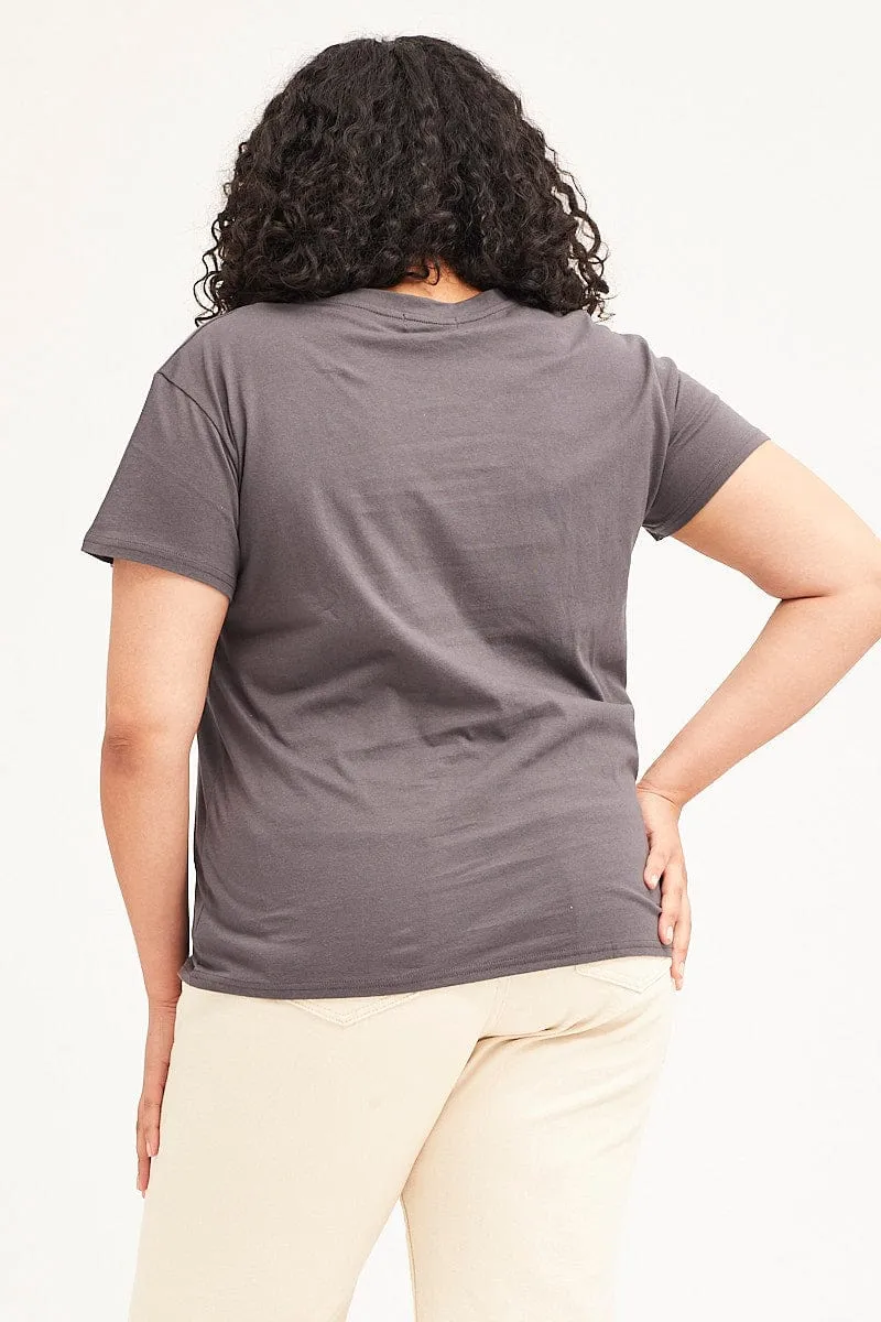 Grey Short Sleeve Abstract Sun Print T-shirt Light Fit