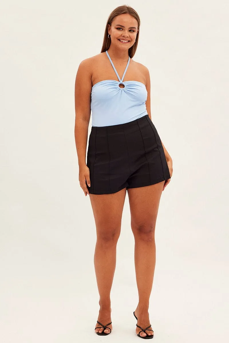 Soft Jacket breathable materials Black Mini Shorts High Rise