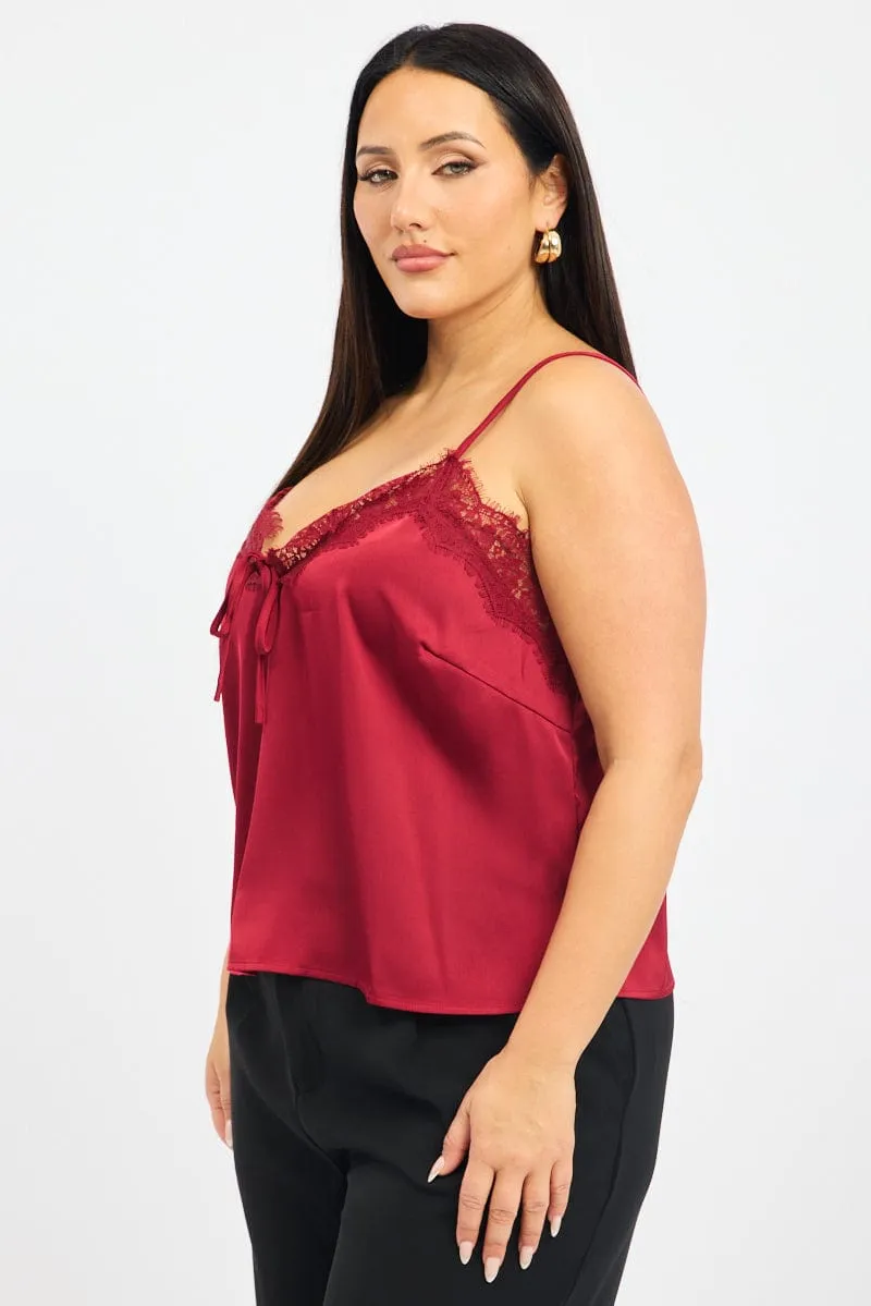 Red Satin Cami Top StretchFit