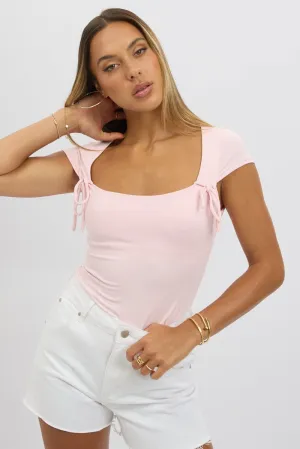 Regular Fit Pink Supersoft Tank Scoop Neck Ribbon